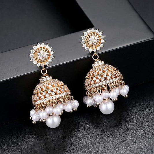 Golden Jhumka With pearls